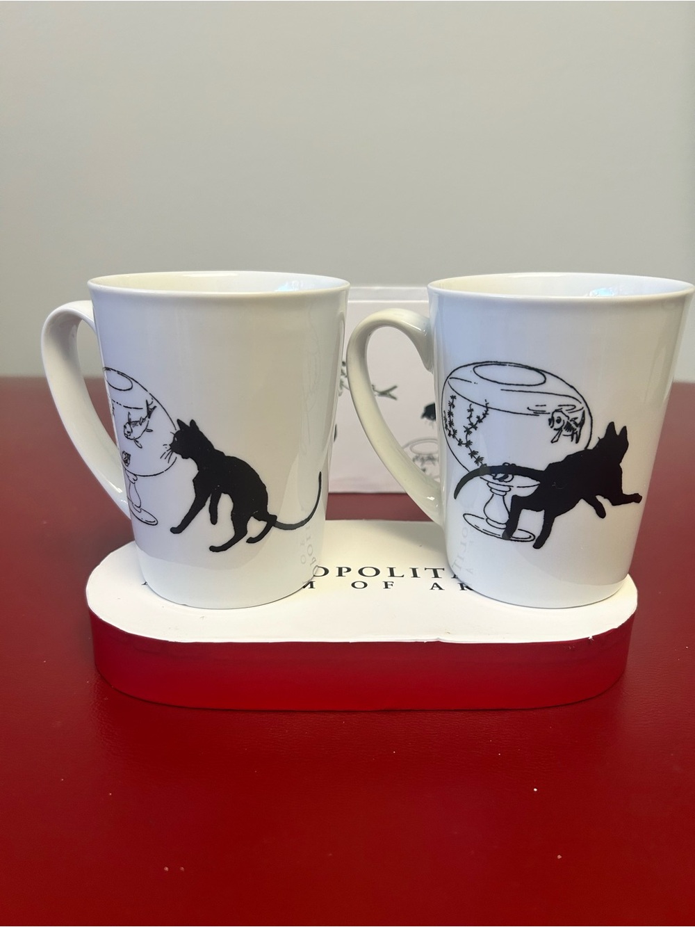 MMA Metropolitan Museum of Art Le Chat Noir Cat & Fishbowl Mug Set (2010)